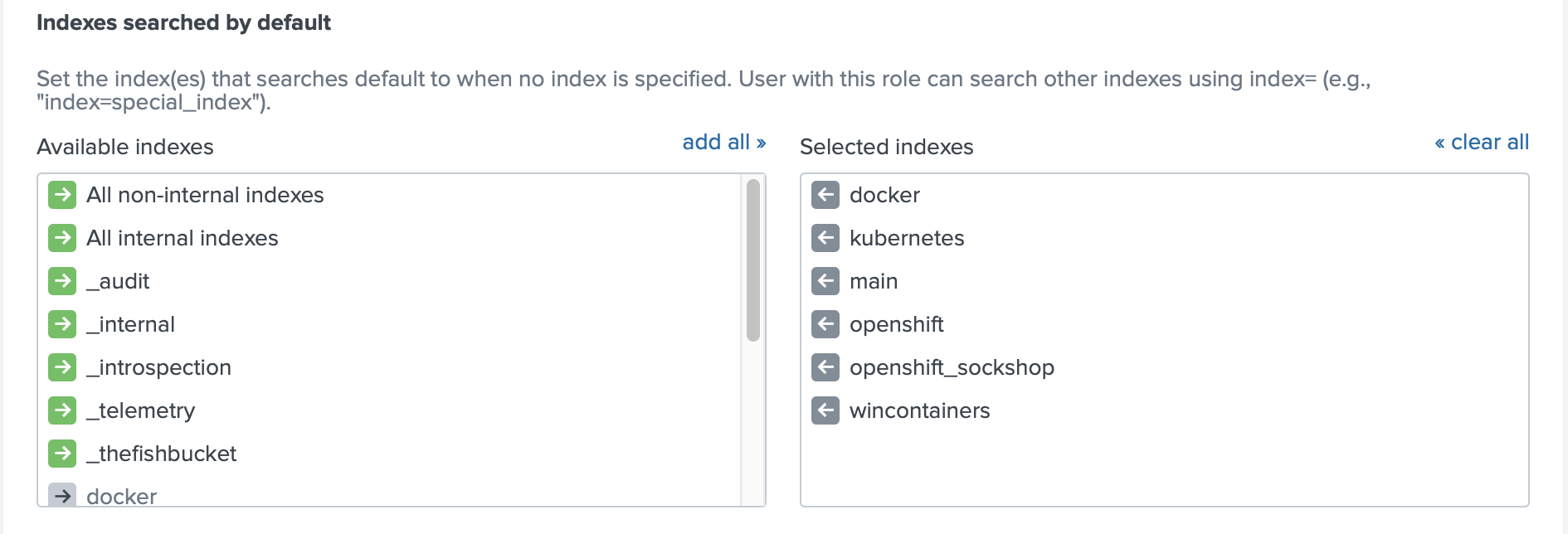 Splunk Admin Role - Indexes Searched by Default