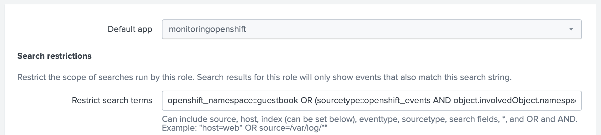 Splunk User Role - Search Restriction